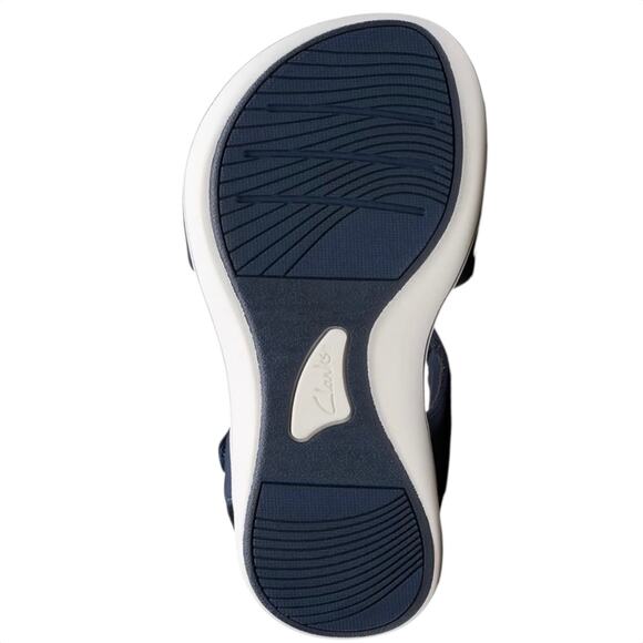 Clarks Women's Cloudsteppers Breeze Rae Sara Wedge Sandals Navy Size 8 1/2 W - Picture 6 of 6